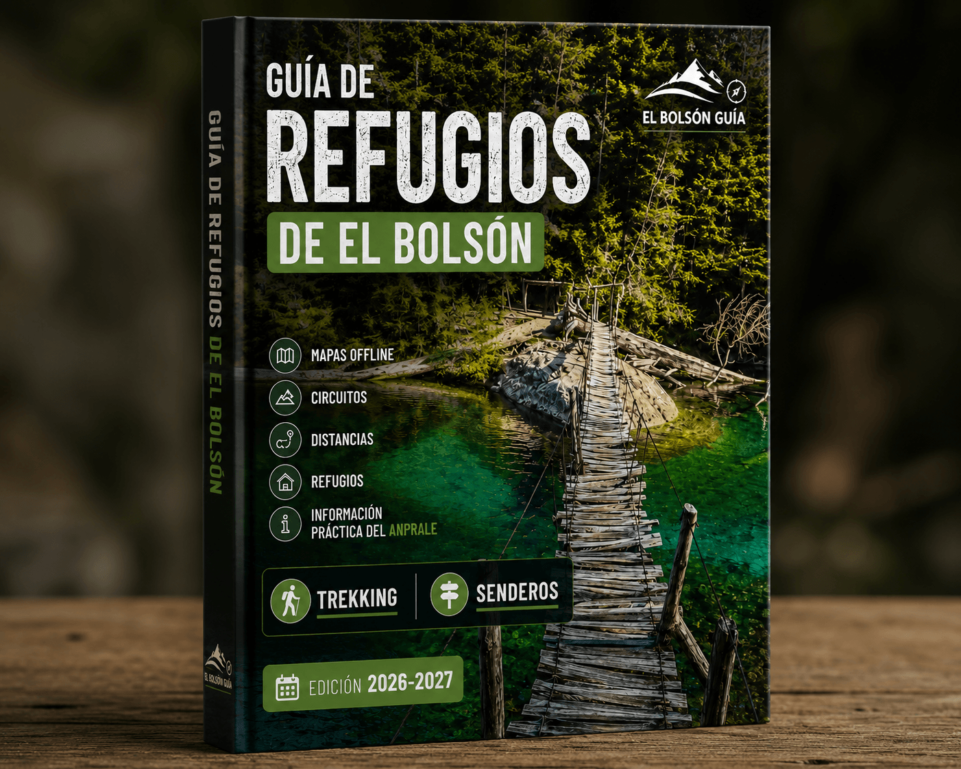 Mockup de la Guía de Refugios de El Bolsón edición 2026–2027